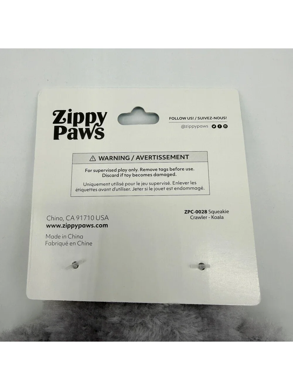 ZippyPaws Squeakie Crawler Koala Dog Toy Plush Zippy Paws ZPC-0028 NEW